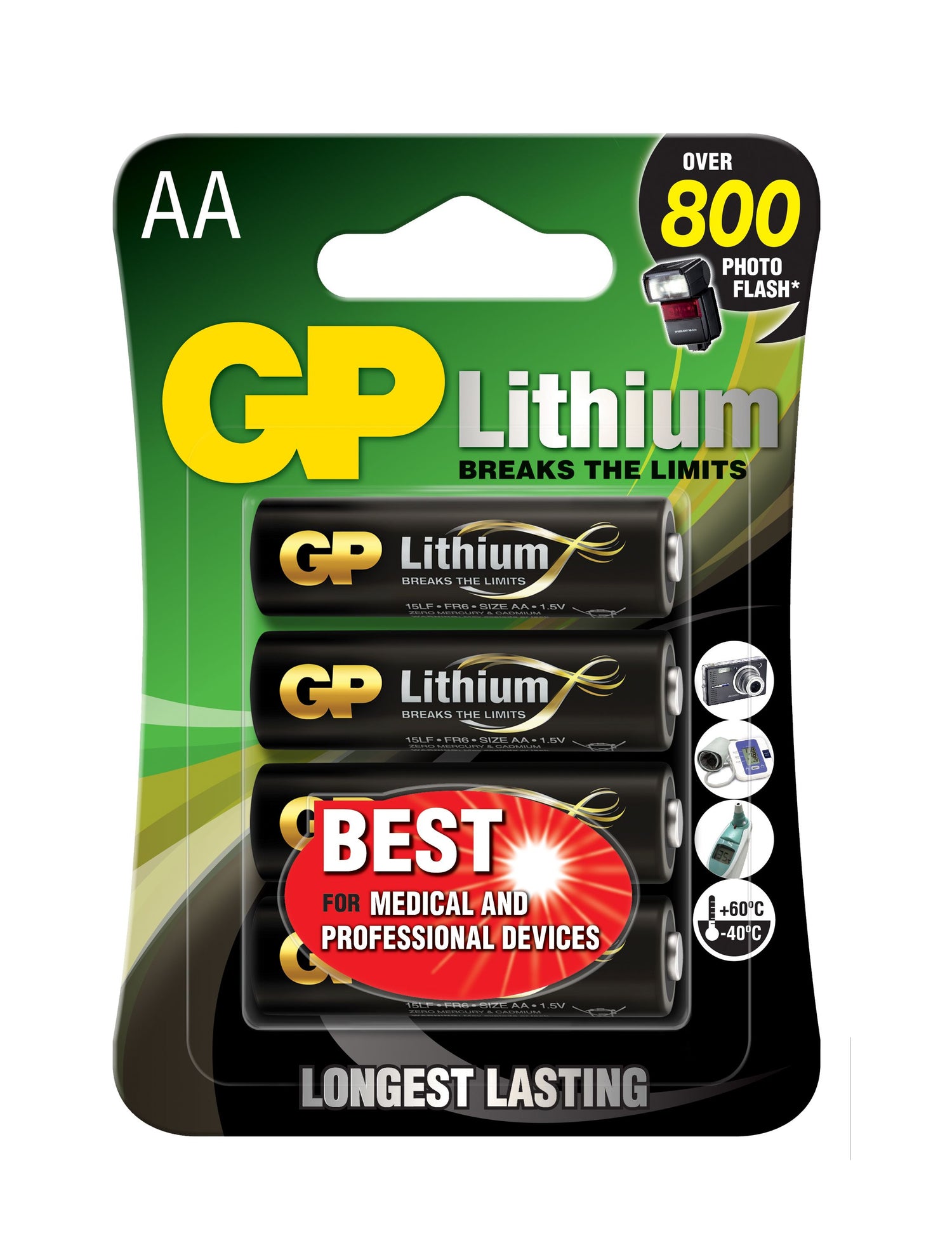 AA-litiumbatteri 1.5V, 15LF-2U4, 4-pack SVART / EN STL