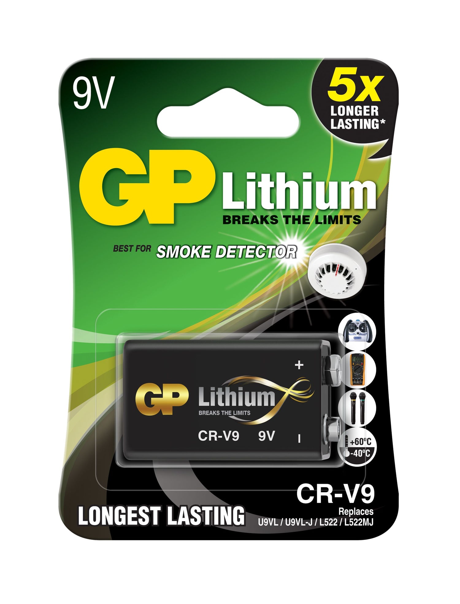 9V lithiumbatteri CRV9SD-2U1, 1-pack SVART / EN STL