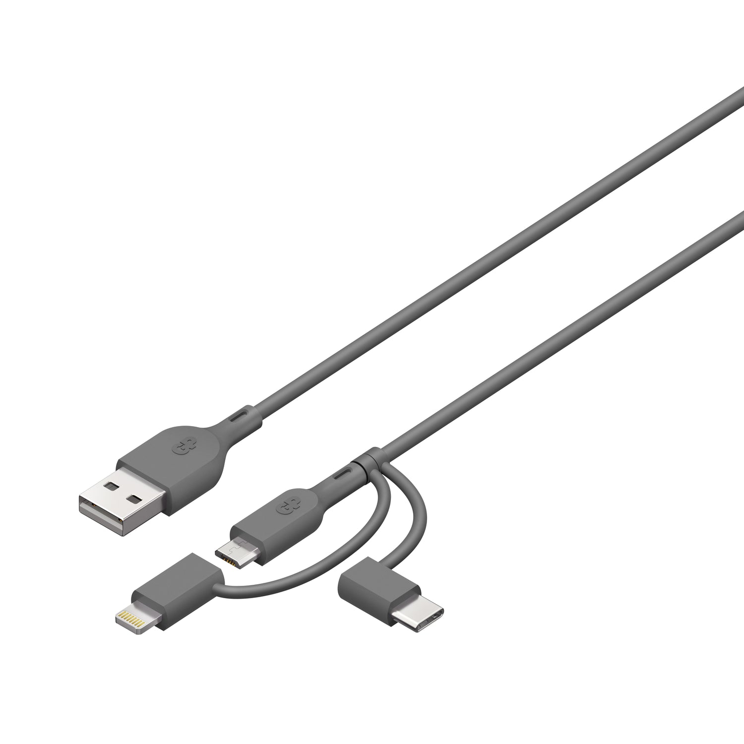 Essential 3-in-1 microUSB,USB-C,Lightning GRÅ / 1 M