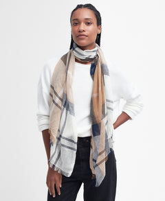 Abigail Tartan halsduk ANTIQUE WHITE/PINK / EN STL