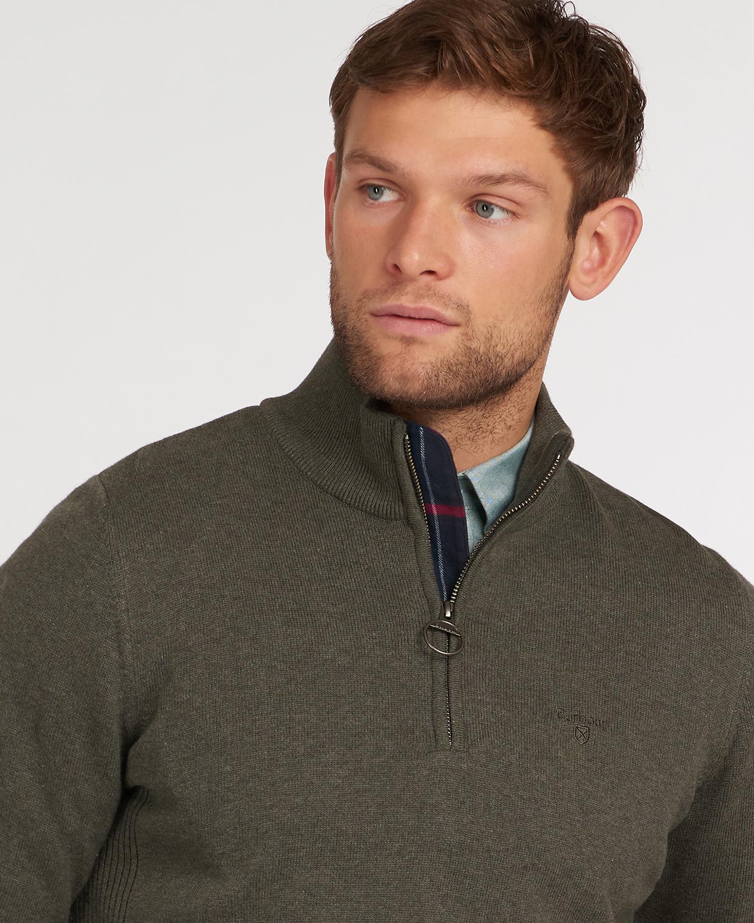 Cotton Half zip Men OLIVE MARL / M