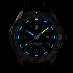 ProTek Dive Series 2000 Stål BORSTAT STÅL VIT URTAVLA MÖRKBRUNT LÄDERARMBAND / 1 ST / EN STL