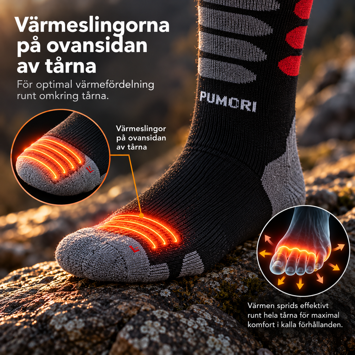 Comfort Heat Värmestrumpor 2.0, inkl batteri